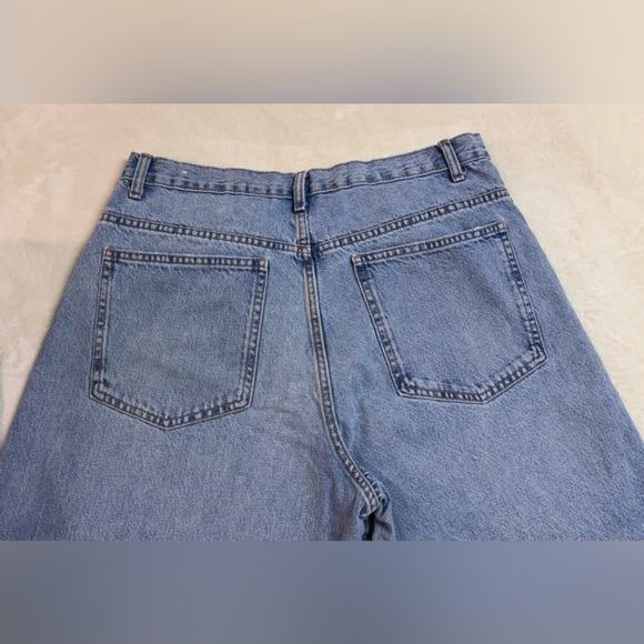 Zara Extra Long Wide Leg High Waisted Crossover Jeans NWOT - Picture 5 of 7